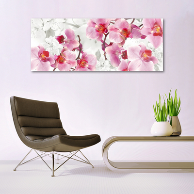 Glass Wall Art Flowers floral pink