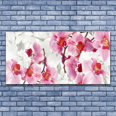 Glass Wall Art Flowers floral pink