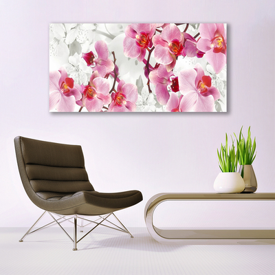 Glass Wall Art Flowers floral pink