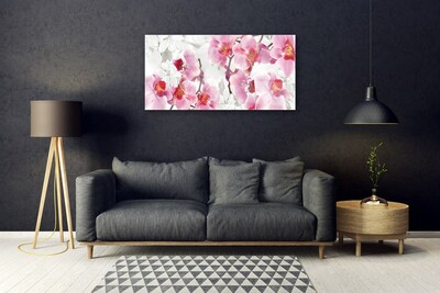 Glass Wall Art Flowers floral pink