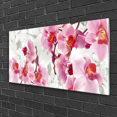 Glass Wall Art Flowers floral pink