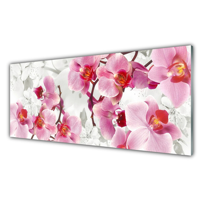 Glass Wall Art Flowers floral pink