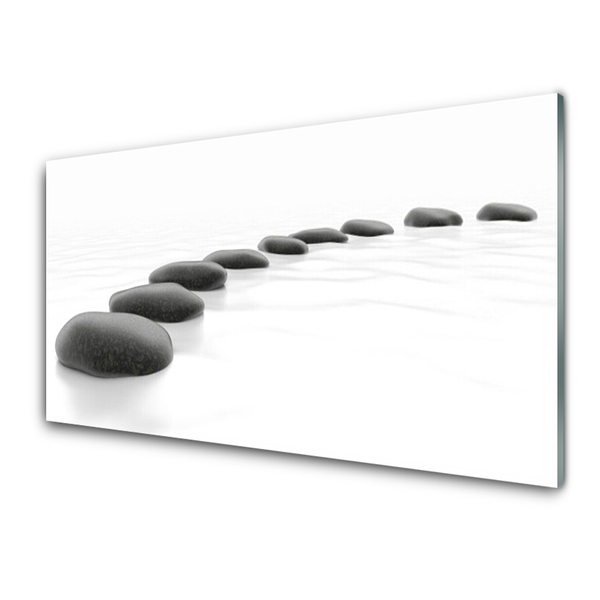 Glass Wall Art Stones art grey