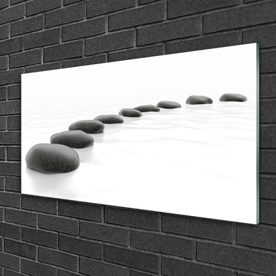 Glass Wall Art Stones art grey