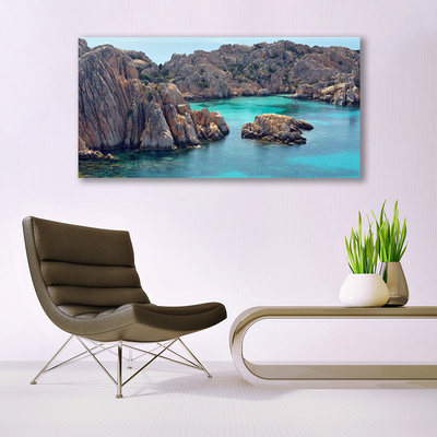 Glass Wall Art Gulf landscape blue grey