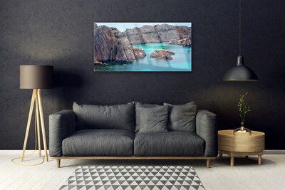 Glass Wall Art Gulf landscape blue grey