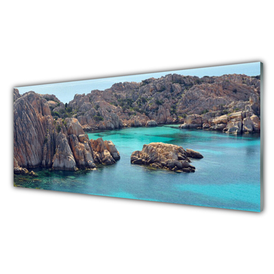 Glass Wall Art Gulf landscape blue grey