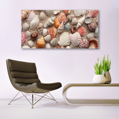 Glass Wall Art Shellfish art white grey brown beige