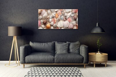 Glass Wall Art Shellfish art white grey brown beige