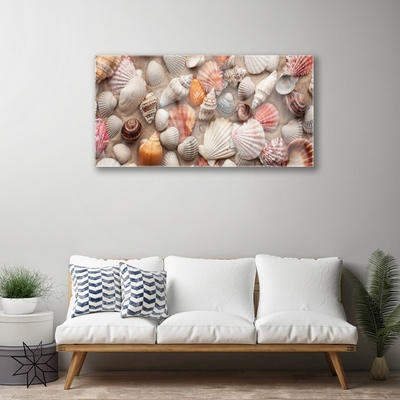 Glass Wall Art Shellfish art white grey brown beige