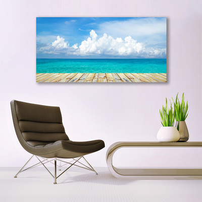 Glass Wall Art Sea landscape blue