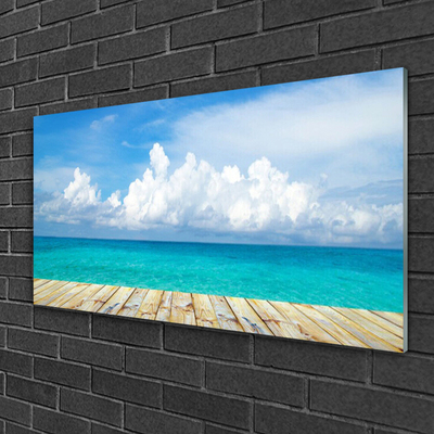 Glass Wall Art Sea landscape blue