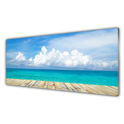 Glass Wall Art Sea landscape blue