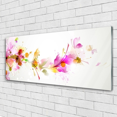 Glass Wall Art Abstract art pink green