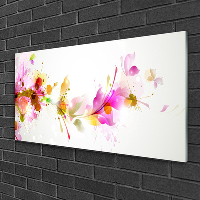 Glass Wall Art Abstract art pink green