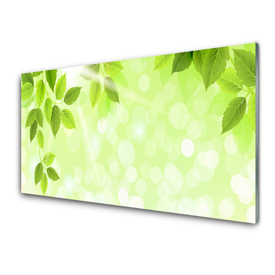 Glass Wall Art Leaves floral green