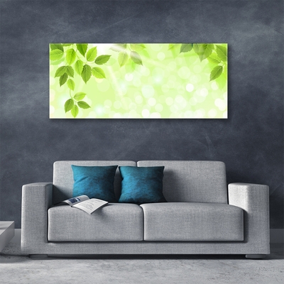 Glass Wall Art Leaves floral green