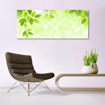 Glass Wall Art Leaves floral green