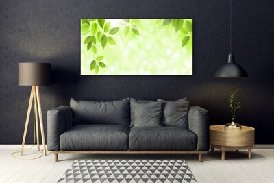 Glass Wall Art Leaves floral green