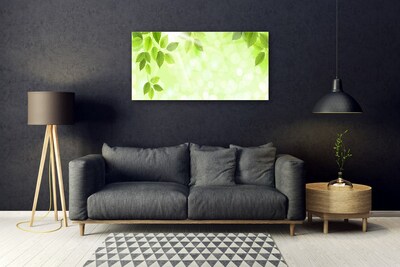 Glass Wall Art Leaves floral green