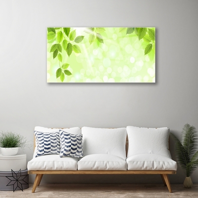 Glass Wall Art Leaves floral green