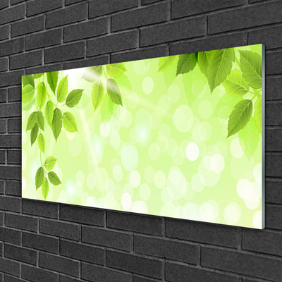 Glass Wall Art Leaves floral green