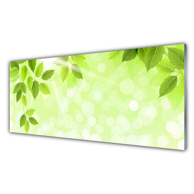 Glass Wall Art Leaves floral green