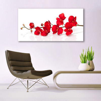 Glass Wall Art Flowers floral red