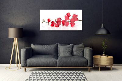 Glass Wall Art Flowers floral red