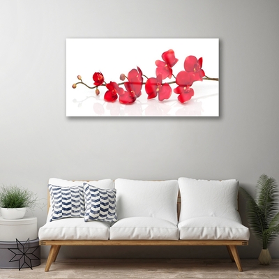 Glass Wall Art Flowers floral red