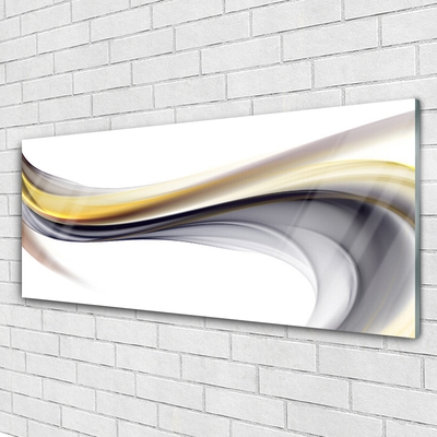 Glass Wall Art Abstract art yellow grey white