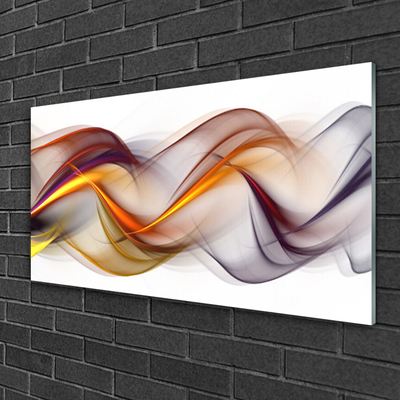 Glass Wall Art Abstract art yellow green red grey white