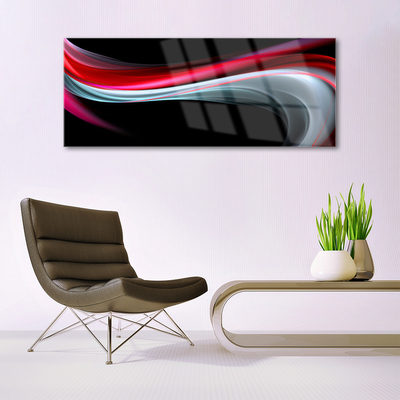Glass Wall Art Abstraction art red grey black