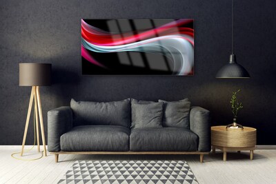 Glass Wall Art Abstraction art red grey black
