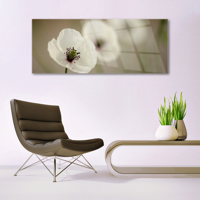 Glass Wall Art Flower floral white