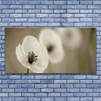 Glass Wall Art Flower floral white