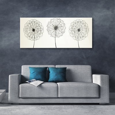 Glass Wall Art Flowers floral grey