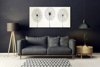 Glass Wall Art Flowers floral grey