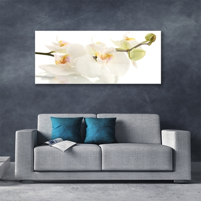 Glass Wall Art Flowers floral white