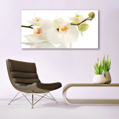 Glass Wall Art Flowers floral white