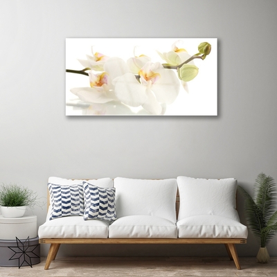 Glass Wall Art Flowers floral white