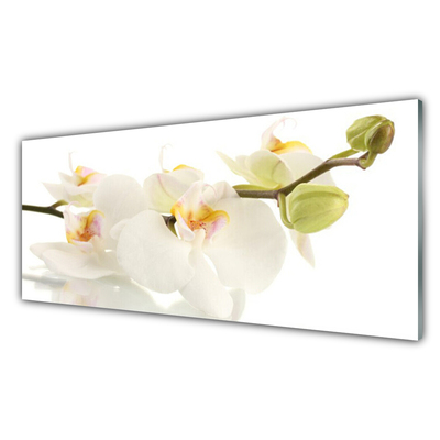 Glass Wall Art Flowers floral white