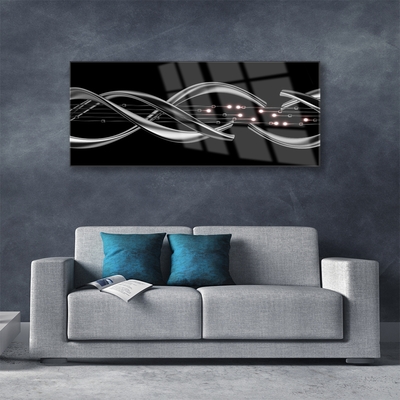 Glass Wall Art Abstract art silver black