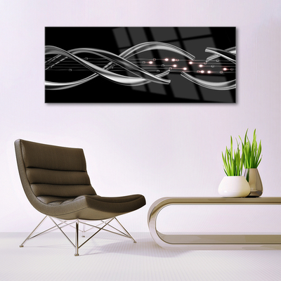 Glass Wall Art Abstract art silver black