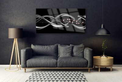 Glass Wall Art Abstract art silver black