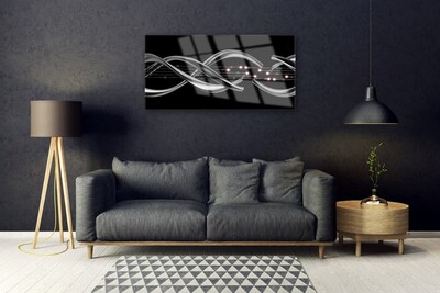 Glass Wall Art Abstract art silver black