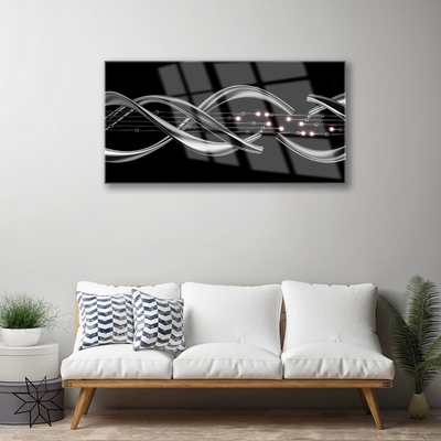 Glass Wall Art Abstract art silver black