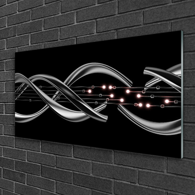 Glass Wall Art Abstract art silver black