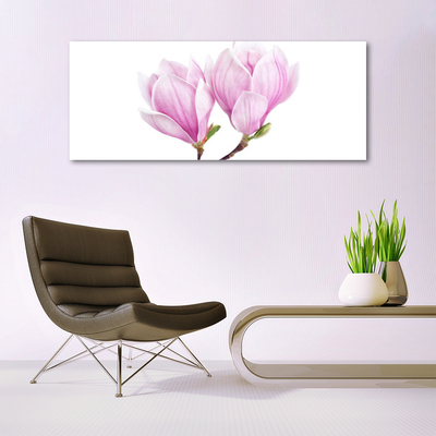 Glass Wall Art Flower floral pink