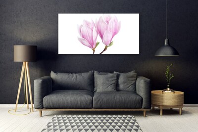 Glass Wall Art Flower floral pink